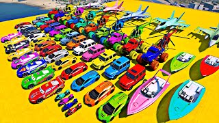 GTA V SPIDERMAN Stunt Car Racing Challenge By Heroes and Friends With Amazing Car Planes and Boats [upl. by Ikir]