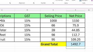 how to calculate gst in excel with example gst calculation in excel gst in excel [upl. by Ojybbob]