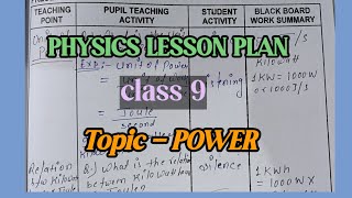 Science Lesson plan  lesson plan on power  physics lesson plan  BEd DElEd lesson plan [upl. by Tterrag839]