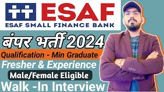 ESAF small finance bank hiring freshers  walk in drive  eligibility  salary  location  job role [upl. by Coonan]