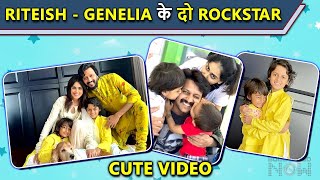 Cute FatherSon Moments  Riteish Deshmukh  Genelias Two Rockstars Riaan And Rahyl Deshmukh [upl. by Rolanda]