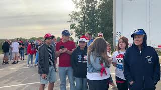 Supporters line up to see former President Trump in Walker Michigan [upl. by Yraunaj]