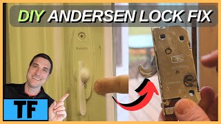 Andersen Tribeca Patio Sliding Door Lock Repair Fix  Latch Replacement For Gliding Door [upl. by Ipoillak]