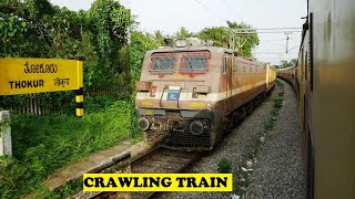 Bhusawal WAP4 Mangalore Mumbai At Its Slowest Crawl   Konkan Railway Starts At Thokur [upl. by Gnous]