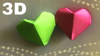 Easiest 3D HEART Origami How to make a simple 3D paper heart [upl. by Llednohs20]