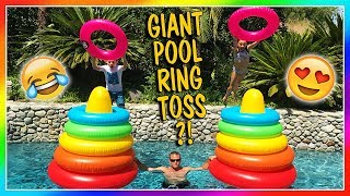 GIANT POOL RING TOSS CHALLENGE  SWIMMING POOL RACES  We Are The Davises [upl. by Candide]