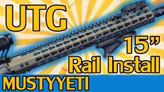 UTG PRO 15quot Lightweight Keymod Rail Install made in USA  MustyYeti [upl. by Alemaj632]