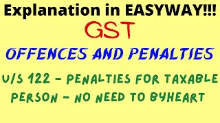 GST  Offences and Penalties  us 122  Penalties for Taxable Person  no need to byheart [upl. by Ingles]