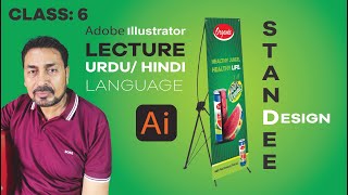 Standee Design in Adobe illustrator  Class  6  Stand poster  poster design [upl. by Anidnamra667]