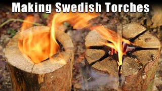 Swedish Torches  3 Styles of 1 log fire [upl. by Torrence328]