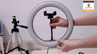 unboxing ring light 26cm  tripod 3110 tutorial cara menggunakan ring light selfie racun tiktok [upl. by Bander]