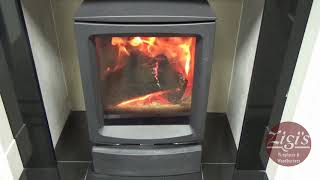 Chesneys Devonshire surround in limestone with Stovax Vogue Midi 5kW wood burning stove [upl. by Eenej]