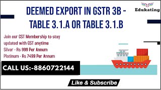 Deemed Export in GSTR 3B  Table 31a or Table 31b  Edukating  CA Arun Chhajer [upl. by Ydnelg519]