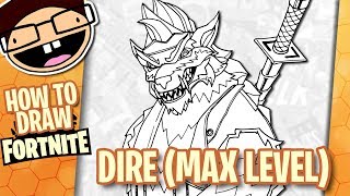 How to Draw MAX LEVEL DIRE Fortnite Battle Royale  Narrated Easy StepbyStep Tutorial [upl. by Lakin887]