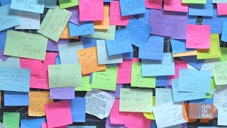 Sticky notes turn into 70000 pizza slices for the homeless [upl. by Arualana]