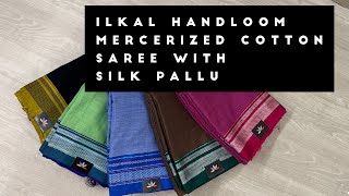 Ilkal Handloom Mercerized Cotton Saree with Silk Pallu  Shop on wwwfabkin [upl. by Eno303]