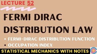 fermi dirac distribution law  fermidirac distribution function  occupation index [upl. by Notsahc769]