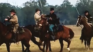 Battle between Union amp Confederate Cavalry at a reenactment [upl. by Amling]