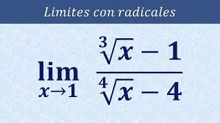 Límites Racionales con Raíces Diferente Indice por Sustitución y Factorización Indeterminación 00 1 [upl. by Damas889]