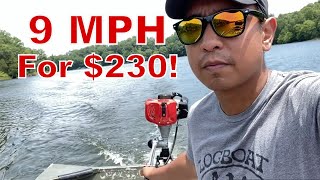 Sican 36 HP 52cc Outboard Jon Boat Motor 2Stroke Engine  Review Unboxing Performance Speed Test [upl. by Quiteris275]