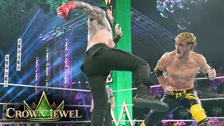 WWE Crown Jewel 2022  Roman Reigns Vs Logan Paul Special Entrance Last Minute Update Highlights [upl. by Aivatnohs]