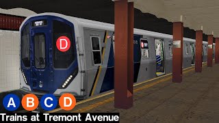 OpenBVE Virtual Railfanning A B C and D Trains at Tremont Avenue [upl. by Oicnerolf217]