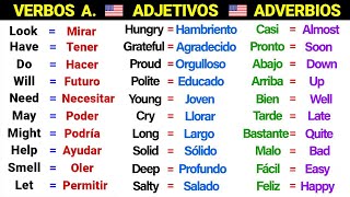 👉✨ LECCION DE INGLES 100 Verbos Auxiliares  100 Adjetivos  100 Adverbios 📚  Domina el Inglés ✅🧠 [upl. by Sheryle]