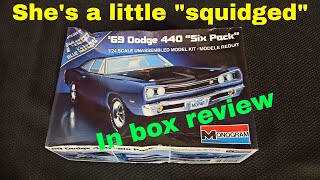 Unboxing 1969 Dodge 440 Six Pack 124 Monogram Vintage Model Kit Review plasticmodel modelcars [upl. by Odrude797]