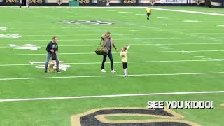 After Drew Brees played his final game Tom Brady spent time with Brees and his family on the field [upl. by Allekim]