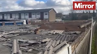 Dramatic footage shows damage across UK from Storm Eunice [upl. by Annalla]