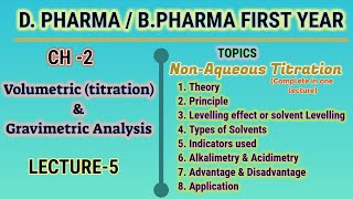 Non aqueous titrationvolumetric analysisch2L5DPharmaBPharma first year [upl. by Klarika]