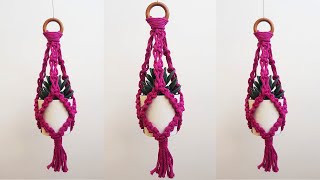 DIY mini PORTA MACETAS de MACRAME paso a pasoDIY Mini Macrame Plant Hanger Tutorial [upl. by Cammi]