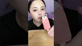 eat ice cream pink crispy delicious very eatingsounds asmr 2 [upl. by Minnaminnie]