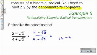 Rationalizing Binomial Radical Denominators [upl. by Oimetra]