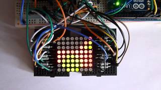 Arduino bicolor 8x8 led matrix 74HC595N scroll [upl. by Orin]