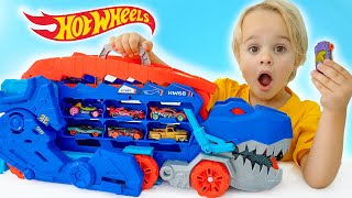 Chris plays with toy cars and saves Hot Wheels City [upl. by Kcirded]