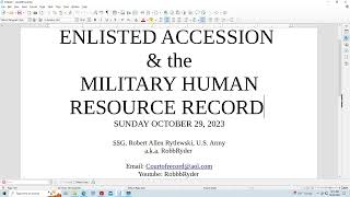 ENLISTED ACCESSION amp the MILITARY HUMAN RESOURCE RECORDS [upl. by Felty]