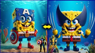 Superheroes as Spongebob 🧽💥 Avengers vs DC  All Marvel Characters avengers worldsofwonder00 [upl. by Liddy]