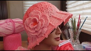 Crochet Hat  Part 2 Camellia Rose Cloche Hat [upl. by Annawit944]