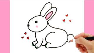 How to Draw a Rabbit Easy  Rabbit Drawing easy  Cute bunny drawing  Rabbit Easy drawing for kids [upl. by Abraham384]