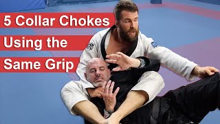 5 Different Collar Chokes from Back Mount Using The Same Grip [upl. by Anitnatsnoc970]