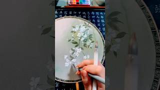 Pear Blossoms amp Ink Fan Unfold🌼 origami artandcraft diy crafts handmade ink painting design [upl. by Ytirev]