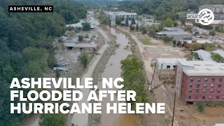 Drone flies through flooded Asheville NC after Hurricane Helene [upl. by Nottirb]