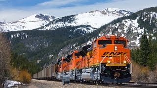 HD Brand New BNSF SD70ACes Over Moffat on May 05 2014 [upl. by Hayyim563]