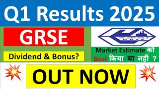 GRSE Q1 results 2025  Garden Reach Shipbuilders results today  GRSE Share News  GRSE latest news [upl. by Farrah]