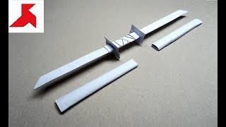 DIY ㊗️  How to make a DOUBLE SWORD with a scabbard from A4 paper [upl. by Berga166]