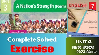 A Nations Strength  Poem  Exercise Lesson No 3  Review 1  English Class 7 [upl. by Anifled67]