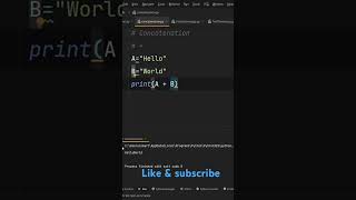 Concatenation شرح shorts shortsfeed subscribe shortvideo python [upl. by Salvay]