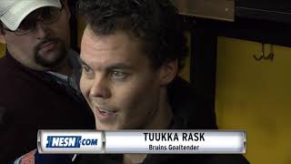 Tuukka Rask reacts to Bruins win over Sabres [upl. by Alemaj]