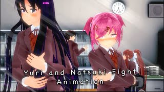 Doki Doki Literature Club MMD Yuri and Natsuki Fight Animation [upl. by Assiralc161]